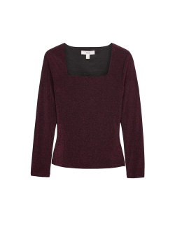 Třpytivý top s hranatým výstřihem