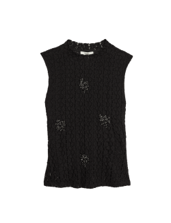 Žerzejový krajkový zdobený top