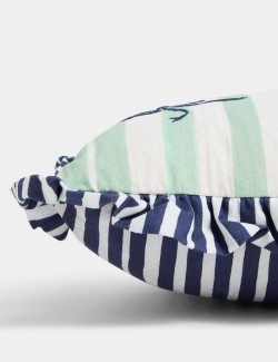 Cotton Rich Striped Bow Bolster Cushion
