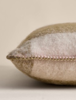 Faux Mohair Brushed Checked Cushion