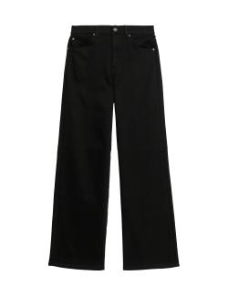 Vysoce střižené džíny s širokými nohavicemi