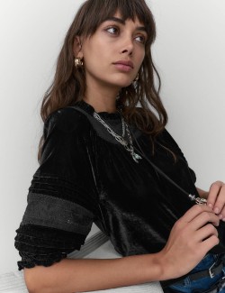 Velvet Embroidered Blouse