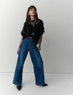 Velvet Embroidered Blouse