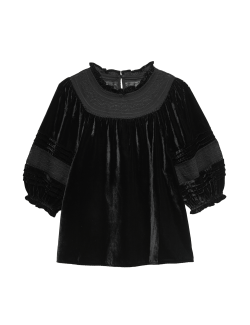 Velvet Embroidered Blouse
