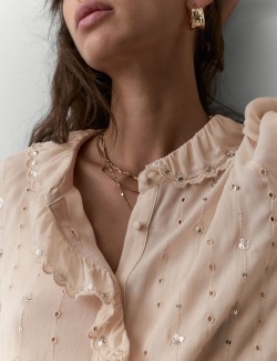 Průsvitná flitrovaná volánová košile