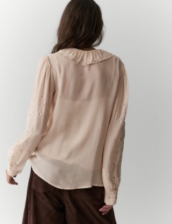 Průsvitná flitrovaná volánová košile