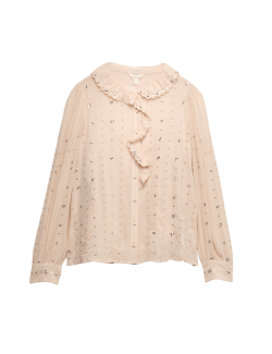 Průsvitná flitrovaná volánová košile