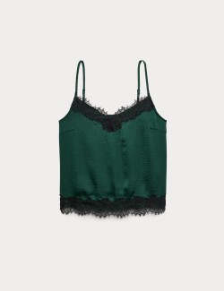 Satin Lace Applique Cami Top