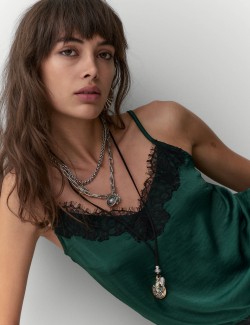 Satin Lace Applique Cami Top