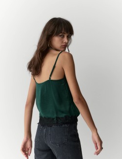 Satin Lace Applique Cami Top