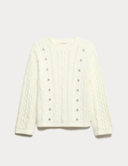 Embellished Knitted Button Detail Cardigan
