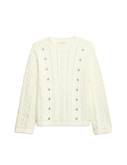 Embellished Knitted Button Detail Cardigan