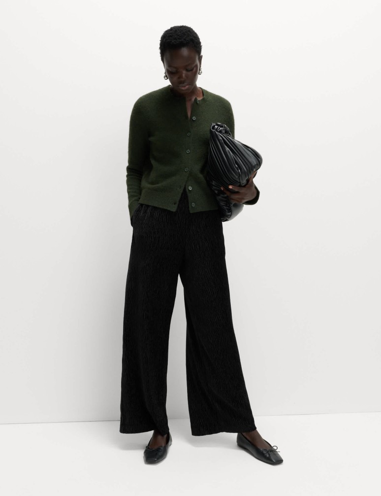 Velvet Crinkle Wide Leg Trousers