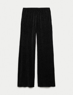 Velvet Crinkle Wide Leg Trousers