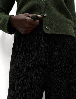 Velvet Crinkle Wide Leg Trousers
