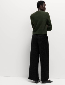 Velvet Crinkle Wide Leg Trousers