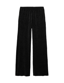 Velvet Crinkle Wide Leg Trousers
