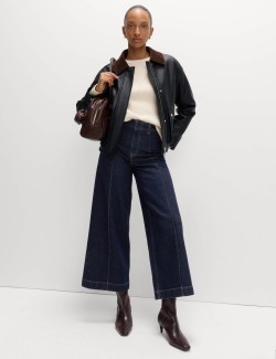 Džíny ke kotníkům se širokými nohavicemi a sámky