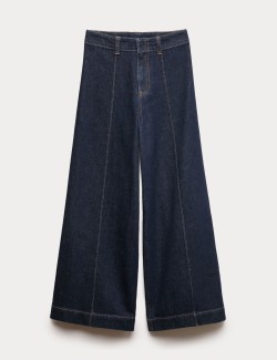 Pintuck Wide Leg Ankle Grazer Jeans