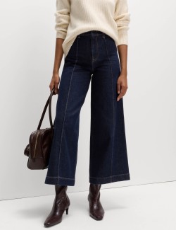 Pintuck Wide Leg Ankle Grazer Jeans