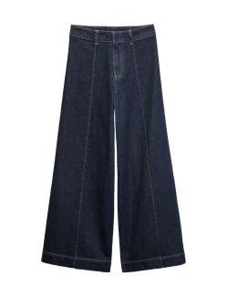 Pintuck Wide Leg Ankle Grazer Jeans