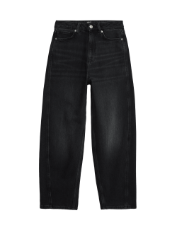 Džíny s nohavicemi mrkváčového střihu ke kotníkům a vysokým pasem