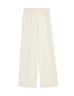 Crepe Tab Detail Wide Leg Trousers