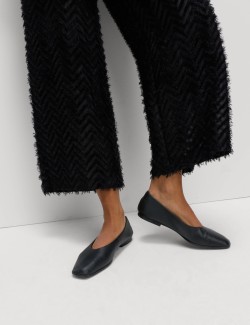 Textured Wide Leg Ankle Grazer Trousers