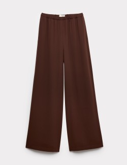 Crepe Elasticated Waist Wide Leg Trousers