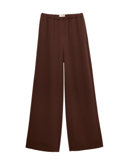 Crepe Elasticated Waist Wide Leg Trousers