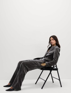 Sametové kalhoty s rovnými nohavicemi a melírem