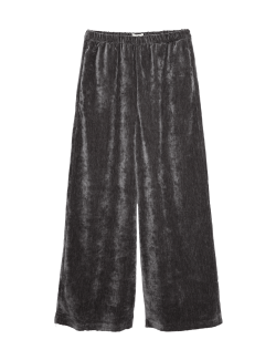 Sametové kalhoty s rovnými nohavicemi a melírem