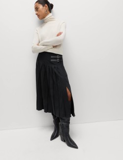 Plisovaná maxi sukně s rozparkem na straně