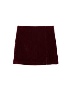 Sametová mini sukně áčkového střihu se strakatým vzorem a postranním rozparkem