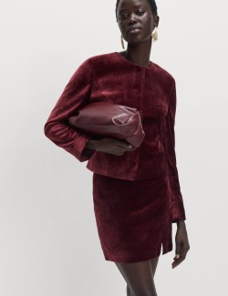 Velvet Mottled Colarless Fitted Jacket