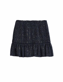 Lurex Sequin Tweed Tiered Mini Skirt