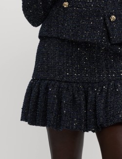 Lurex Sequin Tweed Tiered Mini Skirt