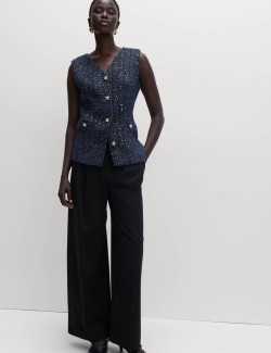 Metallic Sequin Tweed Waistcoat