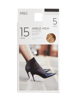 Balení 5 párů matných ponožek, 15 DEN