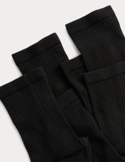 5pk Cotton Rich Ribbed Ankle High Socks