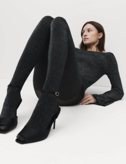 Neprůhledné punčochy s celoplošným třpytem