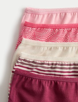 Šortkové kalhotky s vysokým pasem s potiskem, z bavlny Lycra™, 5 ks