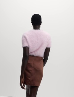 Satin Embellished Mini A-Line Skirt