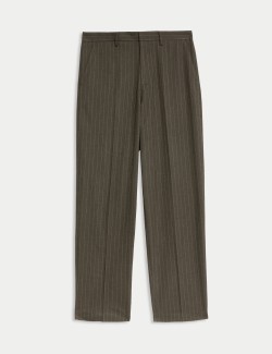 Relaxed Fit Pinstripe Flat Front Trousers