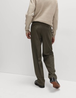 Relaxed Fit Pinstripe Flat Front Trousers