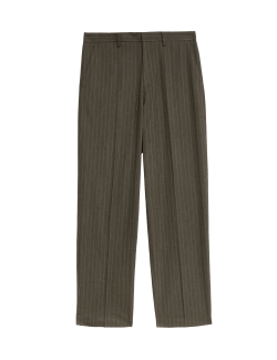 Relaxed Fit Pinstripe Flat Front Trousers
