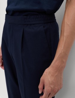 Cotton Blend Smart Elasticated Waist Trousers