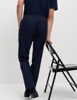 Cotton Blend Smart Elasticated Waist Trousers
