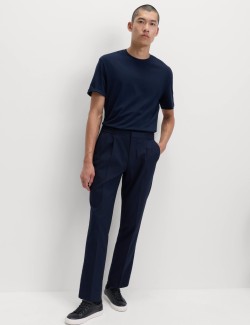 Cotton Blend Smart Elasticated Waist Trousers