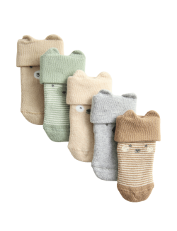 5 párů ponožek s obličeji a vysokým podílem bavlny